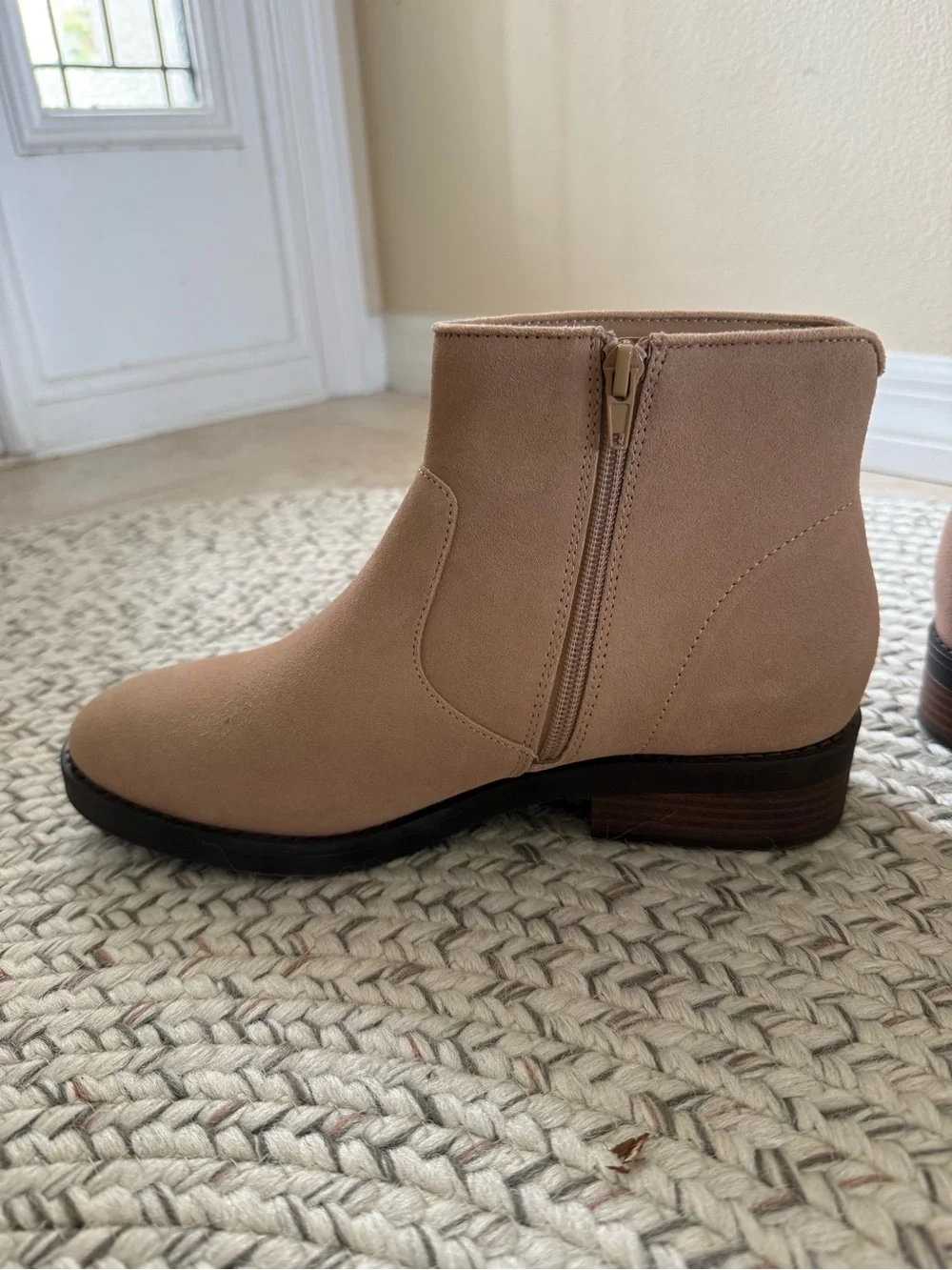 Lands' End Women’s Almond Suede Ankle Booties NEW